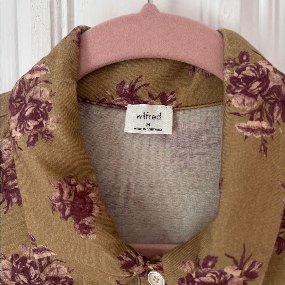 Women’s Wilfred Pose Long Sleeve Jersey Floral Button Up Shirt Size Medium - Picture 3 of 9